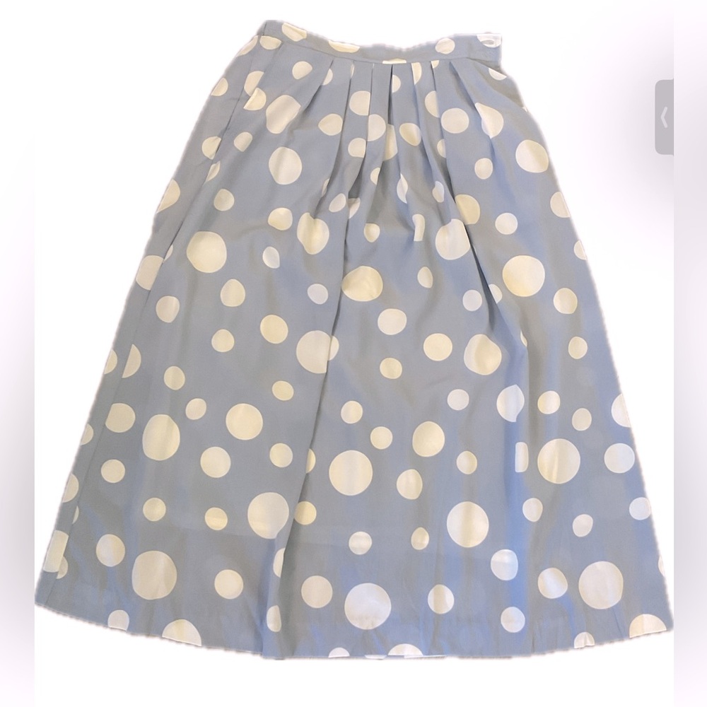 Pretty Playful Chic Blue & White  Polka Dot  lined Midi Skirt